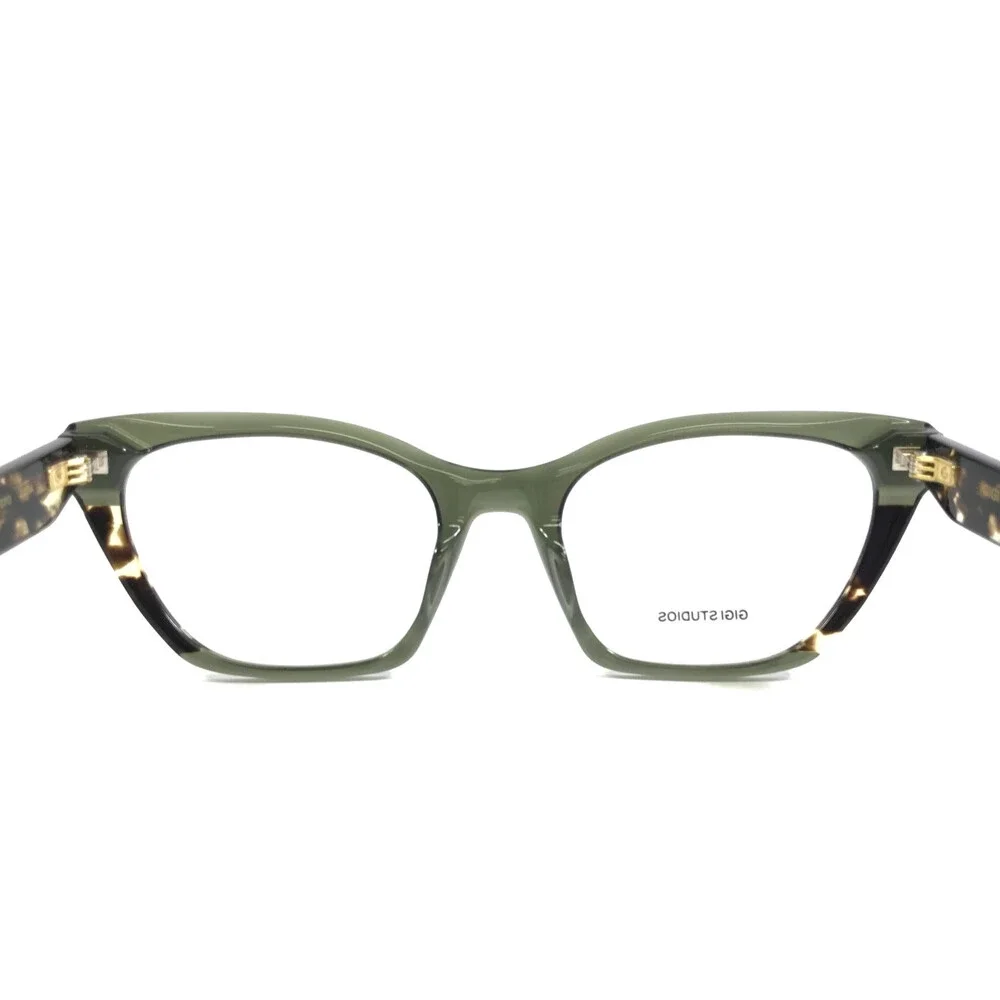 Gigi Studios Eyeglasses Frames ZARA GS1003/07O Green Tortoise Cat Eye 52-19-140